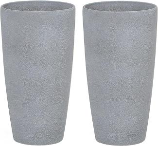 Blumenkübel 2er Set grau rund 23 x 23 x 42 cm ABDERA