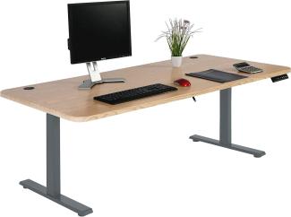 Schreibtisch HWC-D40, Computertisch, elektrisch höhenverstellbar 160x80cm 53kg MVG ~ hellbraun, anthrazit-grau