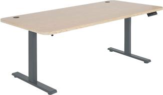 Schreibtisch HWC-D40, Computertisch, elektrisch höhenverstellbar 160x80cm 53kg ~ hellbraun, anthrazit-grau