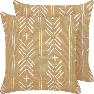 Dekokissen geometrisches Muster Baumwolle sandbeige weiß 45 x 45 cm 2er Set BANYAN