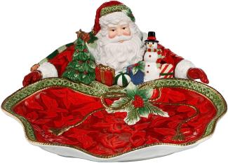 Goebel Schale Santa präsentiert, Rot, Fitz & Floyd, Weihnachten, Steingut, Bunt, 51001361
