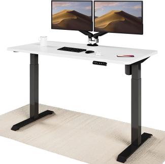 Desktronic Höhenverstellbarer Schreibtisch Elektrisch - Bequem und Schmerzfrei von Zuhause Arbeiten – Schreibtisch Höhenverstellbar Elektrisch (Schwarzes Gestell + 140x70 Weiße Tischplatte)