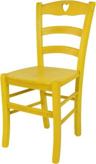 Tommychairs 'Cuore' Esszimmerstuhl aus Buchenholz, lackiert und Sitzfläche aus Holz, 88 x 43 x 46 cm Anilinfarbe Gelb