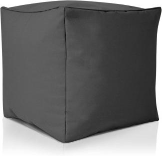 Green Bean© Sitzsack-Hocker "Cube" 40x40x40cm mit EPS-Perlen Füllung - Fußhocker Sitz-Pouf für Sitzsäcke - Sitzhocker Anthrazit