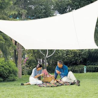 LOVE STORY Sonnensegel Wasserdicht 2. 5x5m Rechteckig PES Polyester Sonnenschutz Windschutz Balkon Terrasse 95% UV-Schut,für Balkon Garten,Cremeweiß
