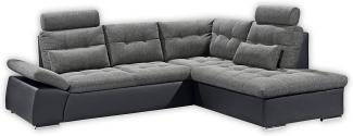 Ecksofa JAK Couch Schlafcouch Sofa Lederlook grau schwarz Ottomane rechts L-Form
