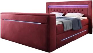 Boxspringbett Neptun mit TV Lift und RGB 140x200 Rot H3