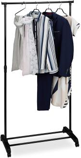 Relaxdays Fahrbarer Kleiderständer, stabile Rollgarderobe mit Ablage, Eisen, höhenverstellbar 102,5 - 180,5 cm, schwarz