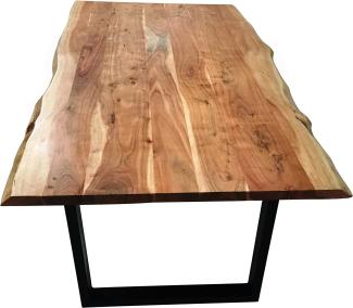 SAM® Stilvoller Esszimmertisch Imker aus Akazie-Holz, Baumkantentisch mit lackierten Beinen aus Roheisen, naturbelassene Optik mit einer Baumkanten-Tischplatte, 200 x 100 cm