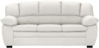 Mivano 3-Sitzer Sofa Casino, Große Ledercouch mit moderner Kontrastnaht, 191 x 88 x 92, Kunstleder Weiß