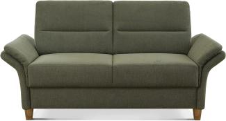 CAVADORE 2er Sofa Wyk / 2-Sitzer-Couch im Landhausstil mit Federkern + Holzfüßen / 166 x 90 x 89 / Chenille, Grün