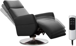 Cavadore TV-Sessel Cobra / Fernsehsessel mit 2 E-Motoren und Akku / Relaxfunktion, Liegefunktion / Ergonomie L / 71 x 112 x 82 / Echtleder Schwarz