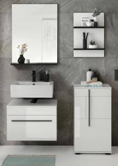 Badmöbel Set 4-teilig Design-D in Hochglanz weiß 115 x 200 cm, ohne Waschbecken