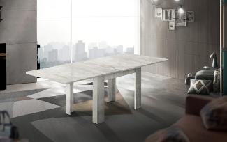 Dmora Esstisch mit Buchöffnung, Made in Italy, Küchenzusatzkonsole, Ausziehbarer Tisch, cm 90x90h75, Zementfarbe
