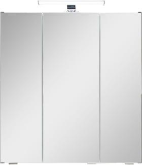 Pelipal Badezimmer-Spiegelschrank Quickset 945 in Oxid Dunkelgrau mit LED-Beleuchtung, 65 cm breit | Badschrank mit Spiegel, 3 Türen und 6 Einlegeböden