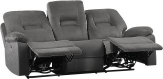3-Sitzer Sofa Samtstoff dunkelgrau LED-Beleuchtung USB-Port elektrisch verstellbar BERGEN