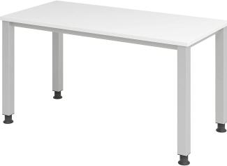 mcbuero. de Schreibtisch 4-Fuß-rund 140x67cm Weiß/Silber