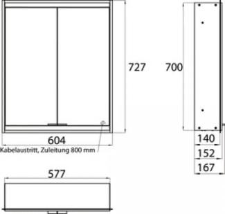 Emco prime 2 Lichtspiegelschrank, 600 mm, 2 Türen, Unterputzmodell, IP 20, mit Lichtpaket, Ausführung: Glasrückwand verspiegelt - 949706033