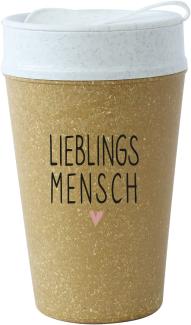Koziol Thermobecher Iso To Go Lieblingsmensch, Isolierbecher, Kunststoff-Holz-Mix, Nature Wood, 400 ml, 7005119