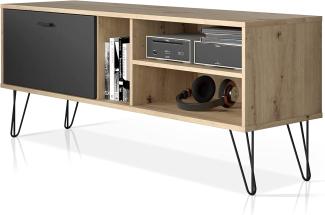 Möbel-Eins NURI TV-Lowboard I, Material Dekorspanplatte, Artisan eichefarbig/schwarz