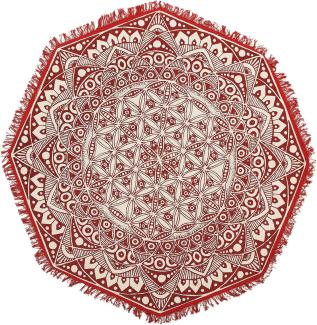 Teppich rot/creme ø 120 cm Mandala-Muster achteckig MEZITILI