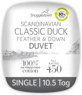 Snuggledown Bettdecke skandinavischen Entenfedern und Daunen, Baumwolle, weiß, Einzelbett