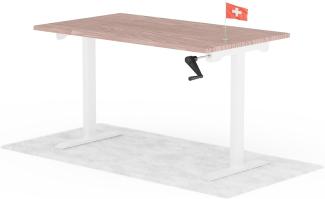 manuell höhenverstellbarer Schreibtisch EASY 140 x 60 cm - Gestell Weiss, Platte Walnuss