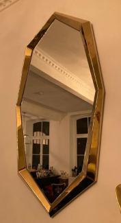 Casa Padrino Luxus Designer Spiegel Gold 81 x H. 157 cm - Achteckiger Metall Wandspiegel - Garderoben Spiegel - Wohnzimmer Spiegel - Luxus Designer Möbel - Luxus Interior