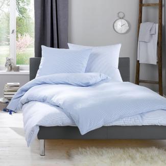 Lorena Feinflanell Bettwäsche Daphne hellblau | gestreift Bettbezug einzeln 135x200 cm