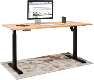 HighDesk SMART Höhenverstellbarer Schreibtisch (Schwarz + Buche I 140 x 80 cm) - Elektrischer Sitz- & Stehtisch mit Tischplatte - Stehschreibtisch Elektrisch Höhenverstellbar - von Krieg