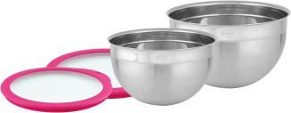 RÖSLE Schüssel-Set 2-tlg Frischhaltedeckel (Ø 20 und 24 cm), Pink Charity Edition, Hochwertige Schüsseln aus Edelstahl zur Zubereitung und Aufbewahrung von Speisen, spülmaschinengeeignet