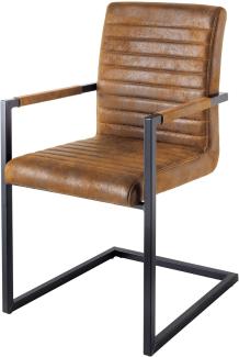 Freischwinger Stuhl LOFT Vintage braun mit Armlehne Schwingerstuhl Esszimmer Stuhl