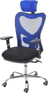 Bürostuhl HWC-F13, Schreibtischstuhl Drehstuhl, Sliding-Funktion 150kg belastbar Stoff/Textil ~ schwarz/blau
