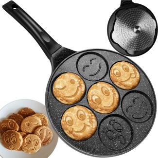 Ruhhy Spiegeleipfanne Pancake Pfanne Kinder mit Smiley Motiv Form Maker Eierpfanne für Pancakes Induktion Ceran Gas Elektro Ø26cm 19317