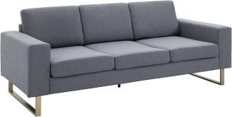 HOMCOM Polstersofa 3-Sitzer Sofa Stoffsofa Sitzmöbel Fernsehsessel Kissen Armlehne Leinen dunkelgrau 200 x 82 x 78 cm