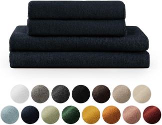 Blumtal Premium Frottier Handtücher Set mit Aufhängschlaufen - Baumwolle Oeko-TEX Zertifiziert, weich, saugstark - 2X Badetuch (70x140 cm), 2X Handtuch (50x100 cm), Dunkelblau