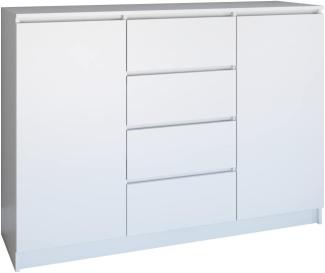 Oggi Lugo Kommode 2 Schubladen 4 Fächer Weiß 120 cm Schrank Regal Holz Schlafzimmer Aufbewahrung Geräumig Stilvoll décor Organizer