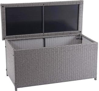 Poly-Rattan Kissenbox HWC-D88, Gartentruhe Auflagenbox Truhe ~ Basic grau, 63x135x52cm 320l
