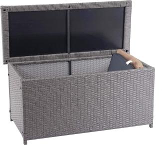 Poly-Rattan Kissenbox HWC-D88, Gartentruhe Auflagenbox Truhe ~ Basic grau, 63x135x52cm 320l