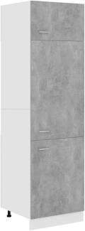 vidaXL Kühlumbauschrank mit 4 Regalböden Küche Hochschrank Küchenmöbel Küchenzeile Küchenschrank Schrank Betongrau 60x57x207cm Holzwerkstoff