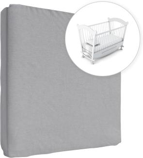 Jersey Spannbetttuch für Babybett, 100% Baumwolle, passend für 90 x 50 cm Babybett-Wiegebett-Matratze (Grau)