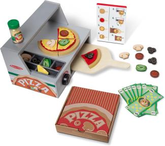 Melissa & Doug Pizza Spielzeugladen Kinder Holz Lebensmittelsets Küchenspielzeug für Mädchen & Jungen 3+ J. Holz Lebensmit