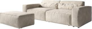 Big-Sofa Sirpio L 260x110 cm Cord Beige mit Hocker