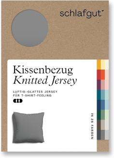 Schlafgut Knitted Jersey Bettwäsche | Kissenbezug einzeln 80x80 cm | grey-mid