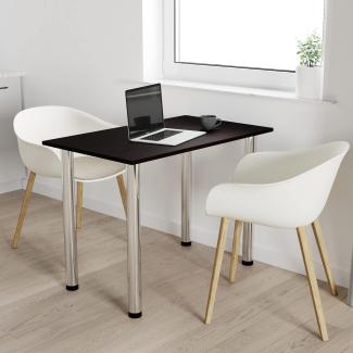 60x50 | Esszimmertisch - Esstisch - Tisch mit Chrombeinen - Küchentisch - Bürotisch | WENGE