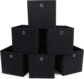 SONGMICS Aufbewahrungsbox, 6 Stück, Faltbox, faltbarer Organizer, mit Fingerloch, 30 x 30 x 30 cm, Vliesstoff, schwarz RFB02H-3