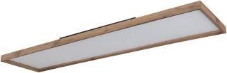 LED Deckenleuchte, Holz Rahmen, opal braun, CCT, L 120 cm