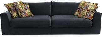 CAVADORE Big Sofa "Fiona"/ XXL-Couch mit tiefen Sitzflächen und weicher Polsterung / modernes Design / 274 x 90 x 112 / Samt schwarz