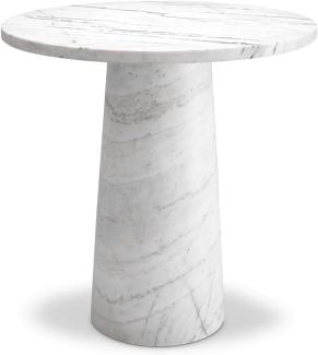 Casa Padrino Luxus Marmor Beistelltisch Weiß Ø 55 x H. 57 cm - Runder Tisch aus hochwertigem Marmor - Marmor Möbel - Luxus Möbel - Luxus Qualität