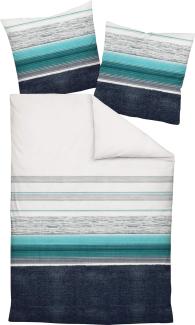 Janine Feinbiber 2 teilig Bettbezug 135 x 200 cm Kopfkissenbezug 80 x 80 cm Davos 65084-02 arktisch blau